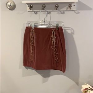 Suede skirt with lace-up strings